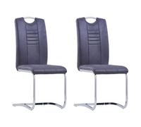 Vidaxl sillas de comedor voladizas 2 uds piel de ante artificial gris