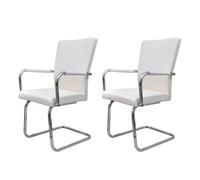 vidaXL Sillas de comedor voladizas en cuero sintético blanco – 2 unidades