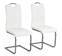 vidaXL Sillas de comedor voladizas 2 unidades cuero sintético en color Gris/Blanco | cómodas modernas ergonómicas para comedor cocina salón hogar