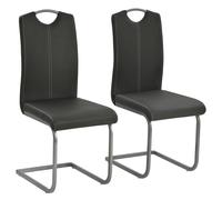 vidaXL Sillas de comedor voladizas 2 unidades cuero sintético gris
