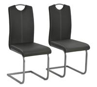 vidaXL Sillas de comedor voladizas 2 unidades cuero sintético gris