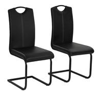 vidaXL Sillas de comedor voladizas 2 unidades cuero sintético negro