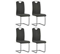 vidaXL Sillas de comedor voladizas 4 unidades cuero sintético gris