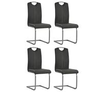 vidaXL Sillas de comedor voladizas 4 unidades cuero sintético gris