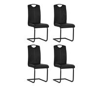 vidaXL Sillas de comedor Cantilever 4 unidades Cuero sintético Negro