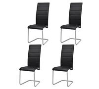 vidaXL Sillas de comedor voladizas 4 unidades cuero sintético negro