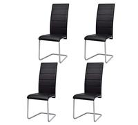 vidaXL Sillas de comedor voladizas 4 unidades cuero sintético negro
