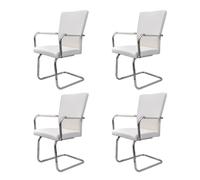 Vidaxl sillas de comedor voladizas 4 unidades de tela blanca