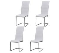 vidaXL Sillas de comedor voladizas 4 unidades de tela blanca