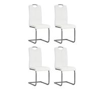 Vidaxl sillas de comedor voladizas 4 unidades de tela blanca