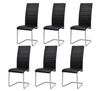 vidaXL Sillas de comedor voladizas 6 unidades cuero sintético negro