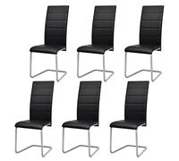 vidaXL Sillas de comedor voladizas 6 unidades cuero sintético negro
