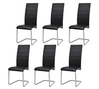 vidaXL Sillas de comedor voladizas 6 unidades cuero sintético negro