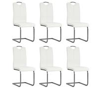 vidaXL Sillas de comedor voladizas 6 unidades de tela blanca