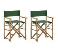 vidaXL Sillas de director plegables 2 piezas bambú y tela verde