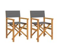 vidaXL Sillas de director plegables 2 unidades madera maciza de teca gris