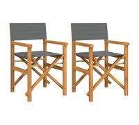 vidaXL Sillas de director plegables 2 unidades madera maciza de teca gris