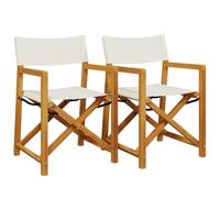 vidaXL Sillas de director plegables 2 unidades Tela blanco crema Madera maciza de acacia