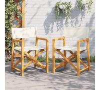vidaXL Sillas de director plegables 2 unidades Tela blanco crema Madera maciza de acacia