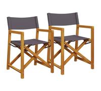 vidaXL Sillas de Director Plegables – Madera maciza de acacia, Tela gris oscuro – 2 unidades