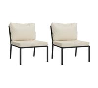 vidaXL Sillas de jardín 2 unidades acero con cojines Arena 60x74x79 cm