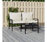 vidaXL Sillas de jardín 2 uds acero con cojines color arena 62x75x79cm