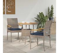 vidaXL Sillas de jardín 2 uds. Gris y azul marino Poliratán y Acacia