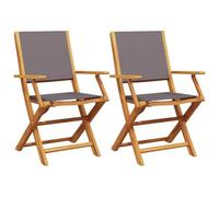 vidaXL Sillas de jardín 2 uds Madera Maciza Acacia y Tela Antracita, Asiento de jardín, Asientos al Aire Libre, Silla Plegable, Asientos de jardín