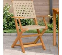 vidaXL Sillas de Jardín 2 Ud. Madera Maciza de Acacia Ratán PE Beige, Asiento de Jardín, Asientos al Aire Libre, Silla Plegable