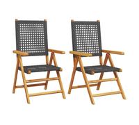 Vidaxl sillas de jardín 2 uds madera maciza de acacia y ratán pe negro
