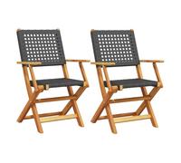 Vidaxl sillas de jardín 2 uds madera maciza de acacia y ratán pe negro