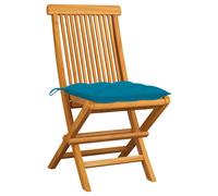 vidaXL Sillas de jardín 2 uds madera maciza teca con cojines grises en color Gris/Azul claro/Negro y más | cómodas modernas ergonómicas para comedor cocina salón hogar