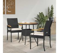 vidaXL Sillas de jardín 2 uds. Negro y Blanco Crema Poliratán y Acacia