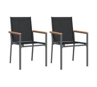 vidaXL Sillas de jardín 2 uds Textilene y acero negro 55x61,5x90 cm