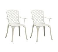 vidaXL Sillas de jardín 2 unidades aluminio fundido blanco con reposabrazos