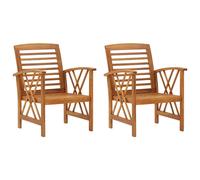 vidaXL 2X Madera Maciza de Acacia Sillas de Jardín Asiento Mobiliario Muebles Cocina Restaurante Hogar Comedor Exterior con Respaldo