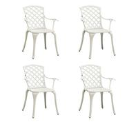 vidaXL Sillas de jardín 4 unidades aluminio fundido blanco con reposabrazos