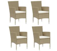 vidaXL Sillas de jardín 4 unidades ratán sintético beige