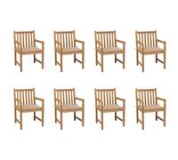 vidaXL Sillas de jardín 8 uds madera maciza de teca cojines beige