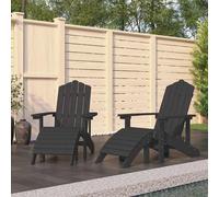 vidaXL Sillas de jardín Adirondack 2 uds con reposapiés HDPE antracita