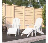 vidaXL Sillas de jardín Adirondack 2 uds con reposapiés HDPE blanco