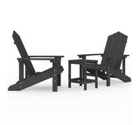 vidaXL Sillas de jardín Adirondack con mesa HDPE 2x sillón + Mesa
