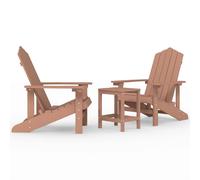 vidaXL Sillas de jardín Adirondack con mesa HDPE 2x sillón + Mesa