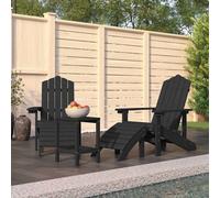 vidaXL Sillas de jardín Adirondack con reposapiés&mesa HDPE antracita