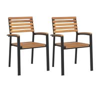 vidaXL Sillas de jardín apilables 2 uds madera maciza acacia y metal