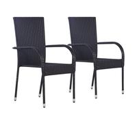 vidaXL Sillas de jardín apilables de ratán sintético – 2 unidades – Negro