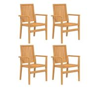 vidaXL Sillas de jardín apilables de madera de teca 56,5x57,5x91 cm 4 uds