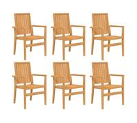 Sillas De Jardín Apilables 6 Uds Madera De Teca 56,5x57,5x91 Cm Vidaxl