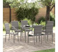 vidaXL Sillas de jardín apilables 6 unidades ratán sintético gris