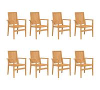 vidaXL Sillas de jardín apilables 8 uds madera de teca 56,5x57,5x91 cm
